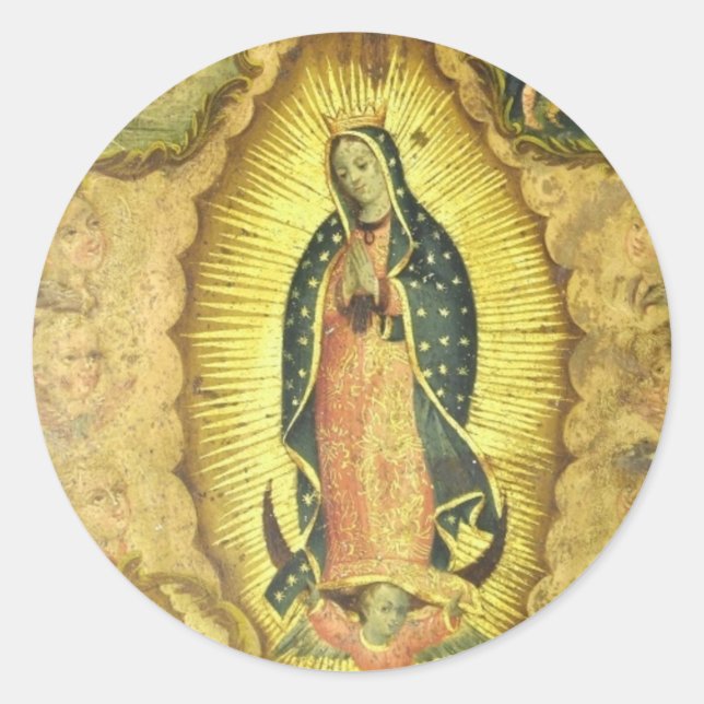 Pegatina Redonda Nuestra Señora De Guadalupe (Anverso)