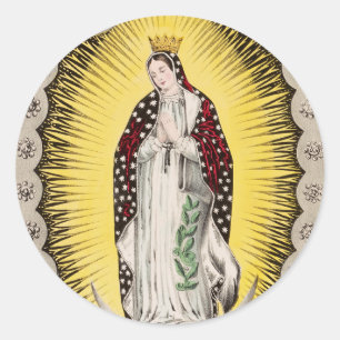 Pegatina Redonda Nuestra Señora de Guadalupe