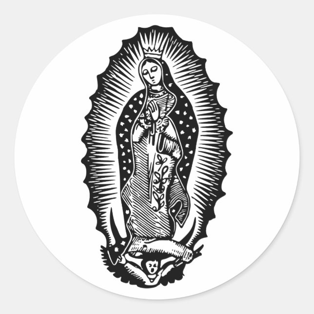 Pegatina Redonda Nuestra Señora de Guadalupe (Anverso)