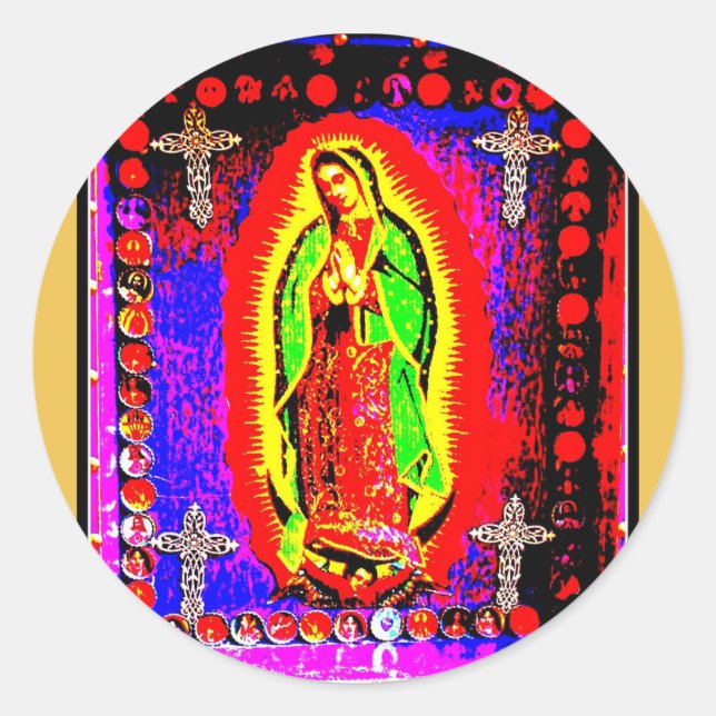 Pegatina Redonda Nuestra Señora De Guadalupe (Anverso)