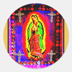 Pegatina Redonda Nuestra Señora De Guadalupe