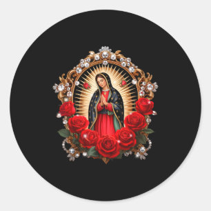 Pegatina Redonda Nuestra Señora de Guadalupe Santa Virgen María en