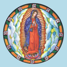 Pegatina Redonda Nuestra Señora de Guadalupe Virgen María Cielo