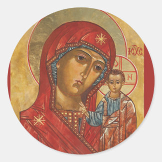 Pegatina Redonda Nuestra Señora de Kazán