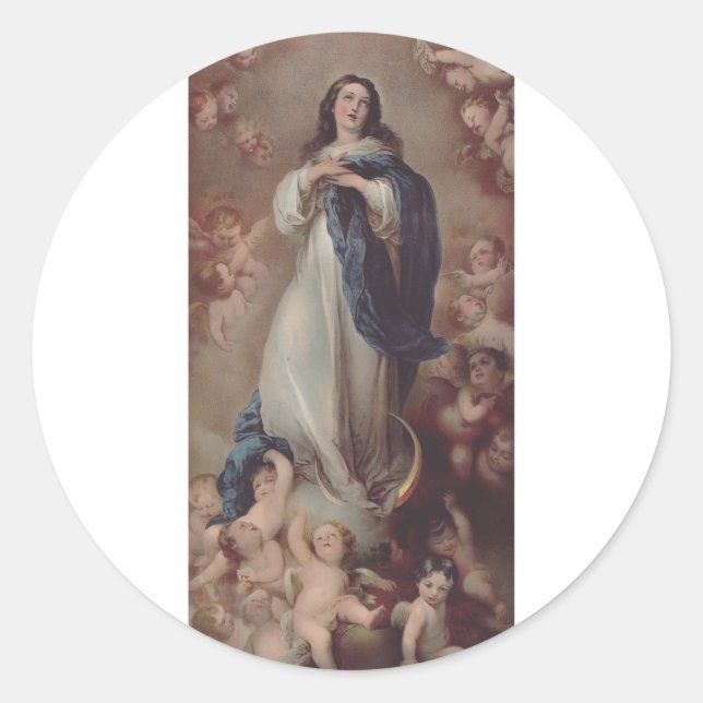 Pegatina Redonda Nuestra Señora de la Inmaculada Concepción (Anverso)
