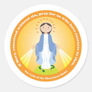 Pegatina Redonda Nuestra señora de la medalla milagrosa