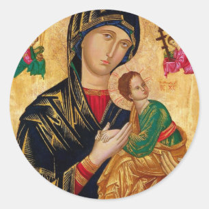 Pegatina Redonda Nuestra Señora de la Perpetua Ayuda