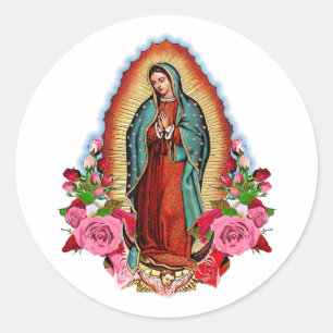 Pegatina Redonda Nuestra Señora de la Virgen de Guadalupe María Peg