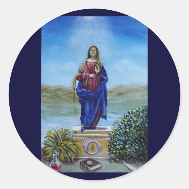 Pegatina Redonda NUESTRA SEÑORA DE LIGERA Madonna de inmaculada con (Anverso)
