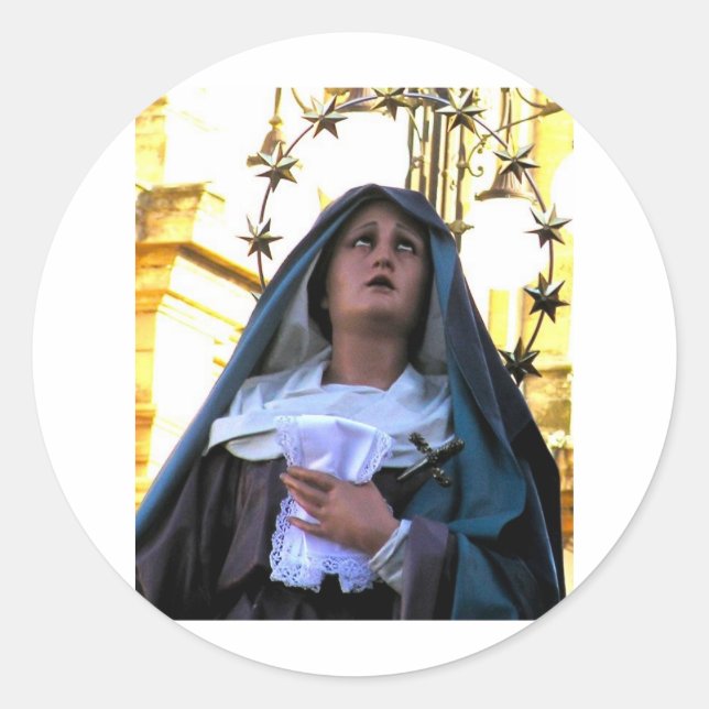 Pegatina Redonda Nuestra Señora de los Dolores (Anverso)