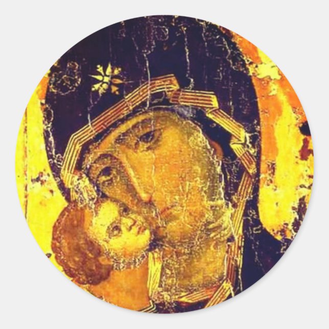 Pegatina Redonda Nuestra Señora de Vladimir (Anverso)