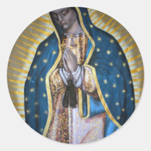 Pegatina Redonda Nuestra Señora Del Arte De Guadalupe