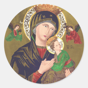 Pegatina Redonda Nuestra Señora del Perpetuo Socorro