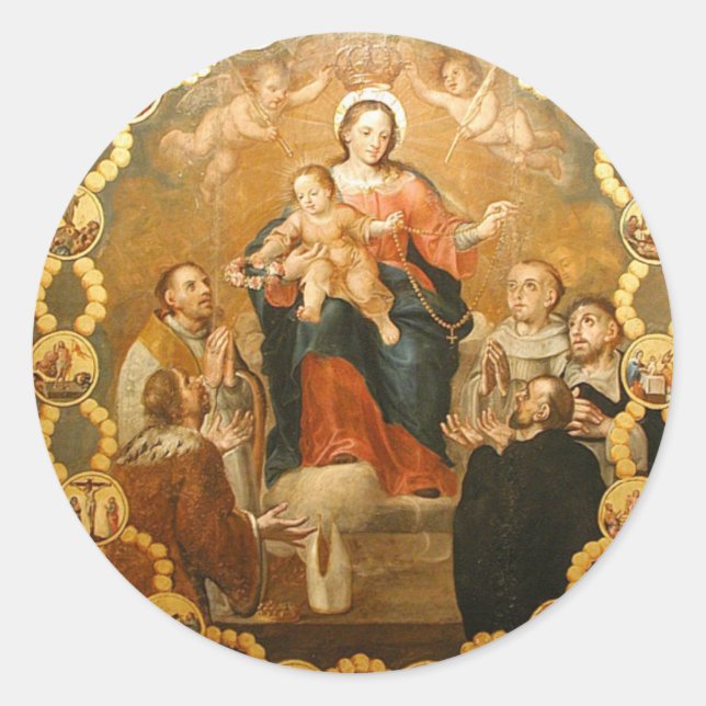 PEGATINA REDONDA NUESTRA SEÑORA DEL ROSARIO (Anverso)