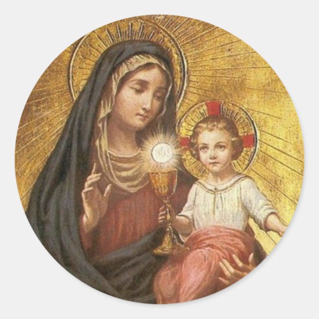 Pegatina Redonda Nuestra Señora del Sacramento Bendito (Anverso)