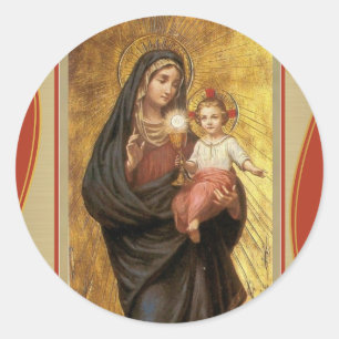 Pegatina Redonda "Nuestra Señora del Sacramento Bendito con el Niño