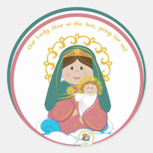 Pegatina Redonda Nuestra Señora Estrella del Mar