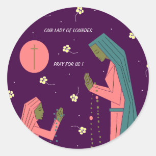 PEGATINA REDONDA ¡NUESTRA SEÑORA OF LOURDES RUEGA PARA LOS