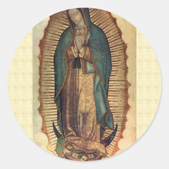Pegatina Redonda Nuestra Señora Virgen de Guadalupe (Anverso)