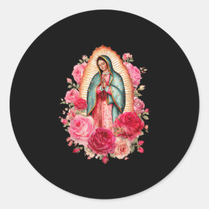 Pegatina Redonda Nuestra Señora Virgen De Guadalupe Santa Virgen Ma