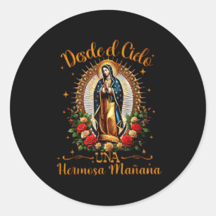 Pegatina Redonda Nuestra Señora Virgen De Guadalupe Santa Virgen Ma