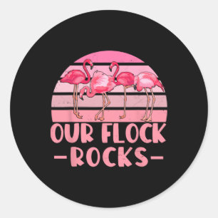 Pegatina Redonda Nuestras Flock Rocks Flamingos Lover Familia Vacac