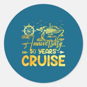Pegatina Redonda Nuestro crucero de aniversario de bodas número 50 