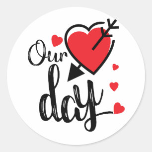Pegatina Redonda Nuestro Día – Cita de Amor Romántico