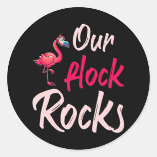 Pegatina Redonda Nuestro Flock Rocks Flamingo