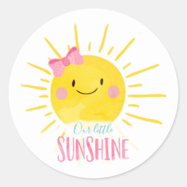 Pegatina Redonda Nuestro pequeño adorno para pastelito de sol con l