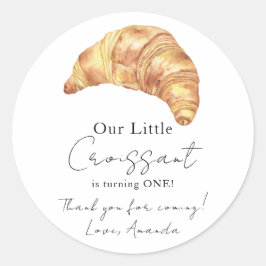 Pegatina Redonda Nuestro pequeño croissant cumple 1 año Gracias