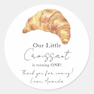 Pegatina Redonda Nuestro pequeño croissant cumple 1 año Gracias