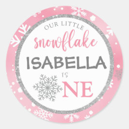 PEGATINA REDONDA NUESTRO PEQUEÑO CULTIVO DE ROPA DE NIEVE PRIMER CU