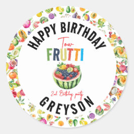 Pegatina Redonda Nuestro pequeño Fiesta de cumpleaños número 2