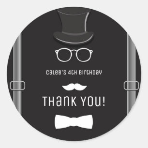 Pegatina Redonda Nuestro pequeño hombre hipster tirantes fiesta de 