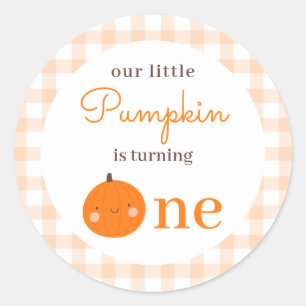 Pegatina Redonda Nuestro Pequeño Pumpkin 1er Cumpleaños Naranja Oto