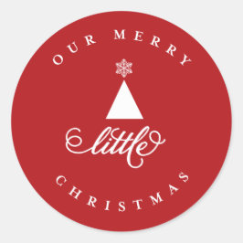Pegatina Redonda Nuestro pequeño y alegre Navideño tierno bebé 1er 