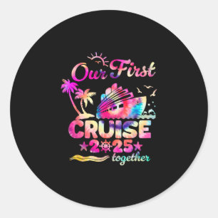 Pegatina Redonda Nuestro Primer Crucero 2025 Juntos Crucero de Pare