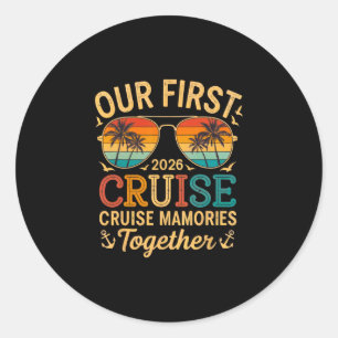 Pegatina Redonda Nuestro Primer Crucero Juntos 2026 Crucero Familia