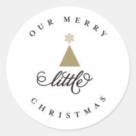 Pegatina Redonda Nuestros Navidades pequeños se burlan del bebé, pr