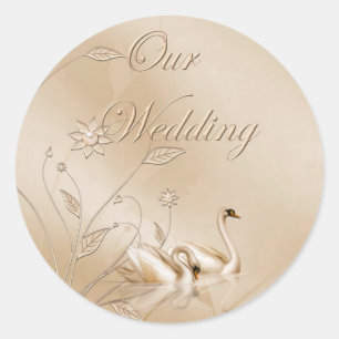 Pegatina Redonda Nuestros pegatinas de la boda