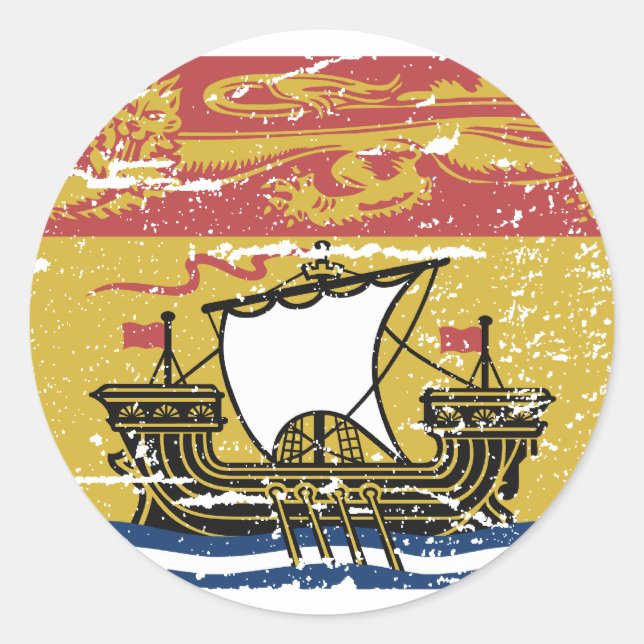 Pegatina Redonda NUEVA bandera de BRUNSWICK (Anverso)