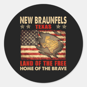 Pegatina Redonda Nueva Braunfels Texas EE. UU. Bandera 4 De Julio