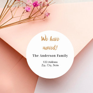 Pegatina Redonda Nueva casa que hemos movido nueva dirección