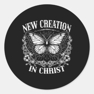 Pegatina Redonda Nueva Creación En Cristo, Cristiana Boho, Fe Occid