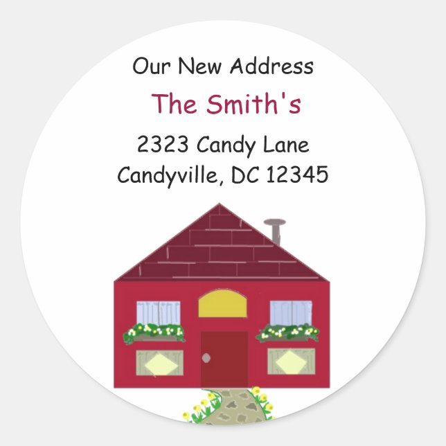 Pegatina Redonda Nueva dirección (Anverso)