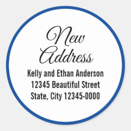 Pegatina Redonda Nueva dirección Invitación de movimiento de guión