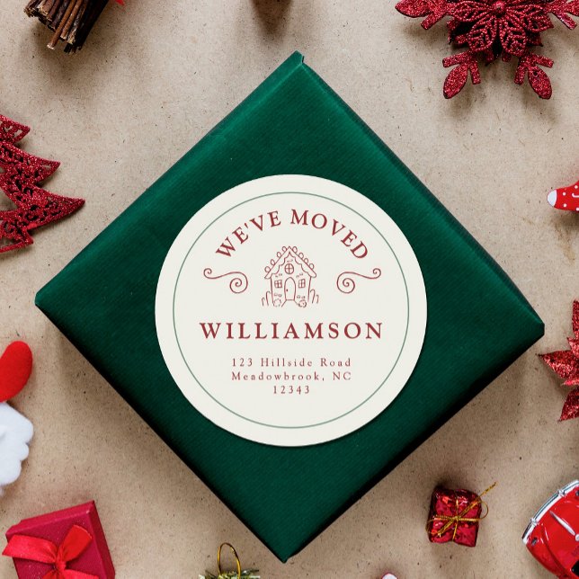 Pegatina Redonda Nueva dirección Navidades de vacaciones Red Ginger (Subido por el creador)