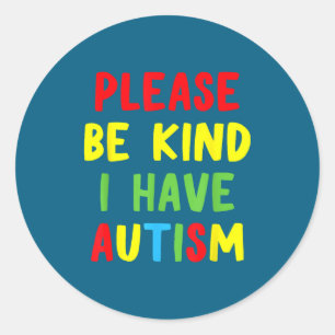 Pegatina Redonda Nueva divertida conciencia del autismo por favor s