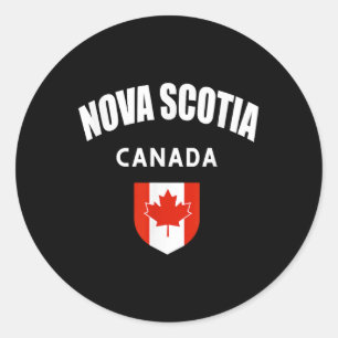Pegatina Redonda Nueva Escocia Canadá Bandera Canadiense Senderismo